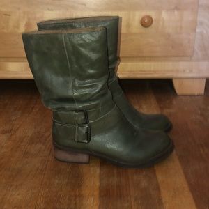 Matisse Army Green Leather Mid Calf Boots